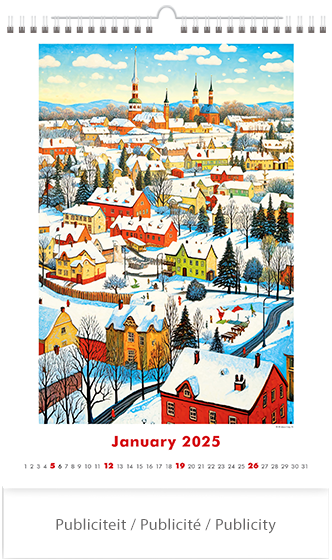 Muurkalender 2025 Art Naive by AI 13p 31x52cm