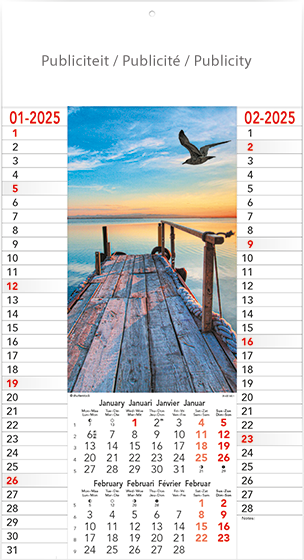 Muurkalender 2025 Seaside 6p 22x41